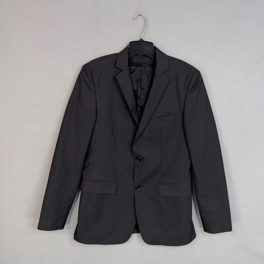 Zara Man Blazer Mens 38 Black Two Button Slim Fit Professional Modern Minimalist